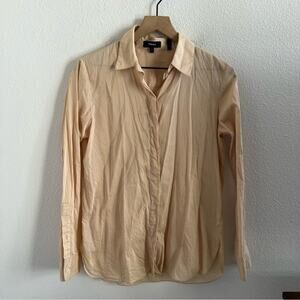 Theory Classic Straight Shirt Neutral Tan Long Sleeve Small
